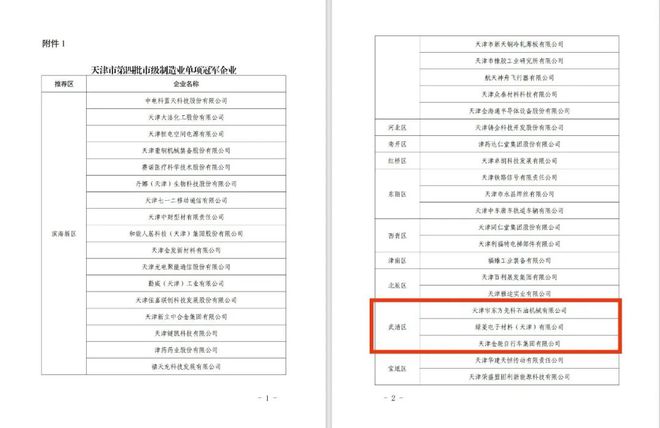 天博体育官网入口制造业单项冠军！武清＋3！(图1)